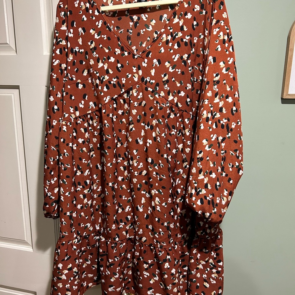 SHEIN Rust and White Abstract Print Blouse